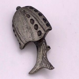 Vtg Mushroom Pin Brooch METZKE Pewter Fungi Designer Jewelry